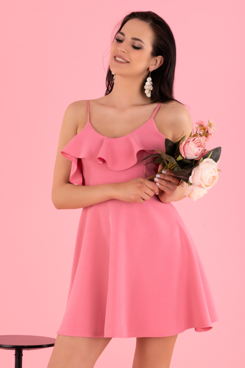Cooreo Pink - letnia sukienka z falbanką