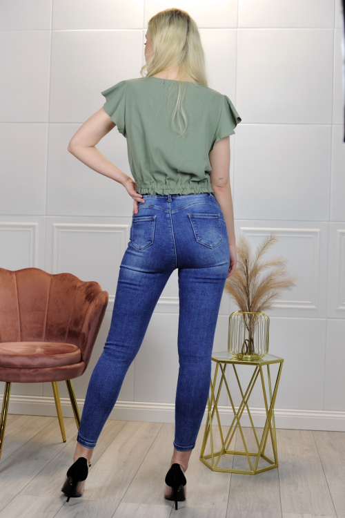 Callinera - elastyczne spodnie jeansowe rurki niebieskie