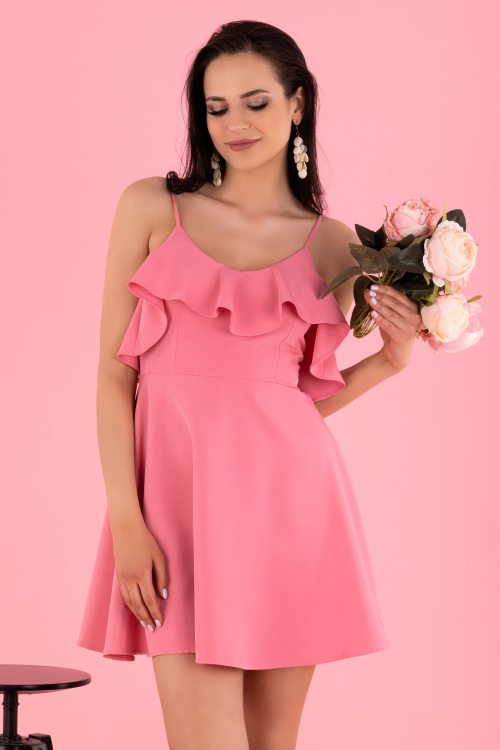 Cooreo Pink - letnia sukienka z falbanką