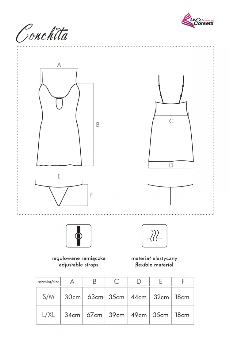 Conchita - zmysłowy komplet koszulka i stringi