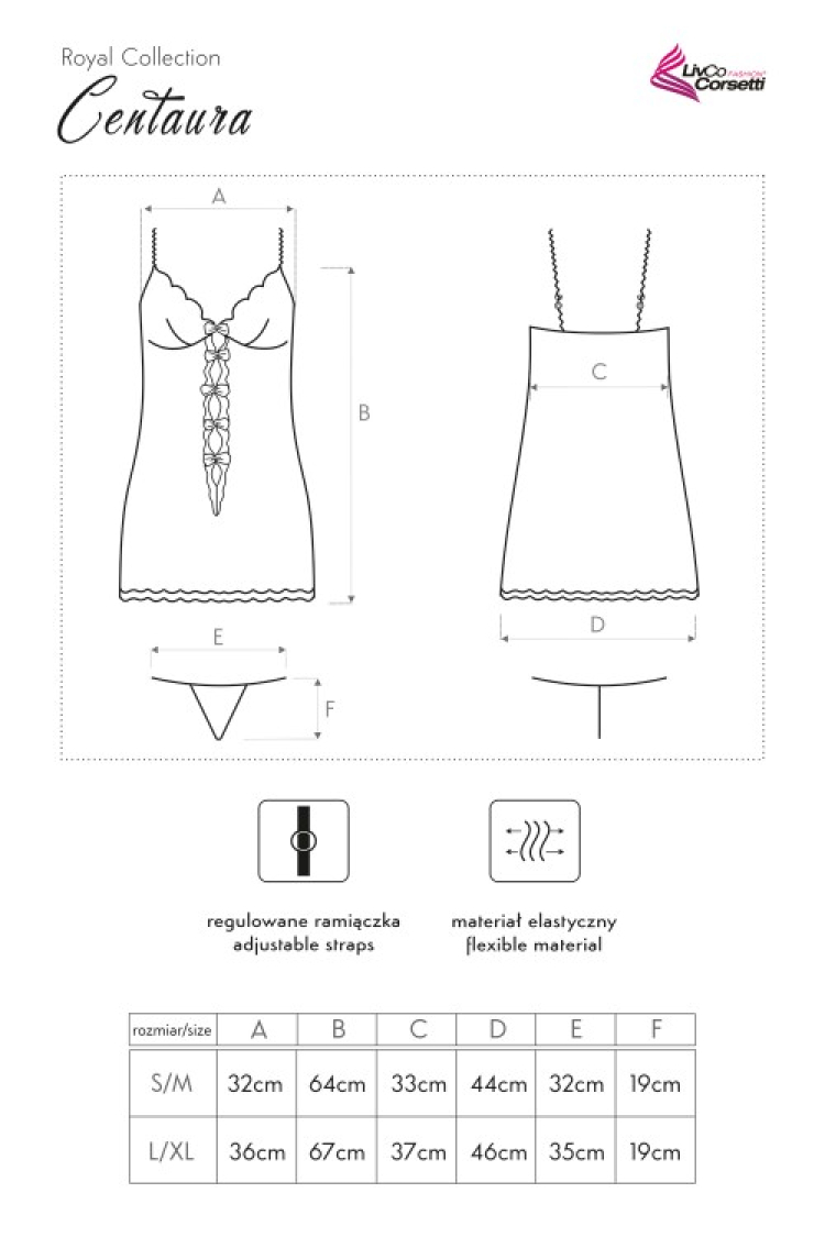 Centaura - komplet halka koszulka nocna i stringi
