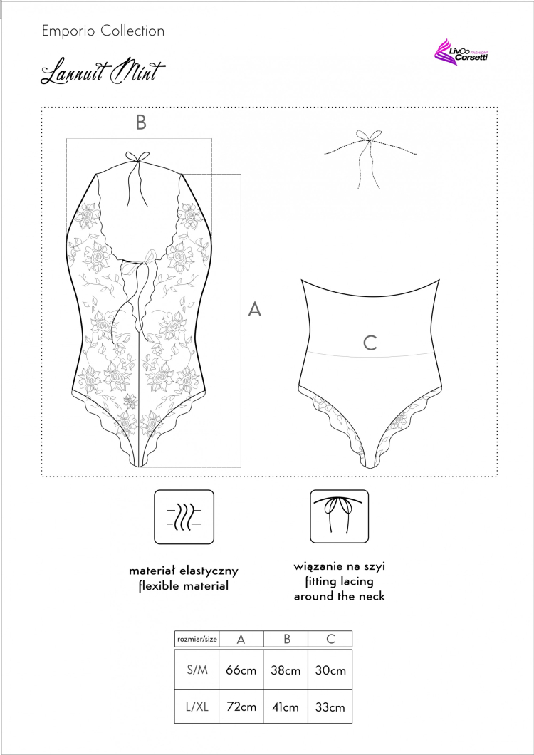 Lannuit Mint - koronkowe body miętowe