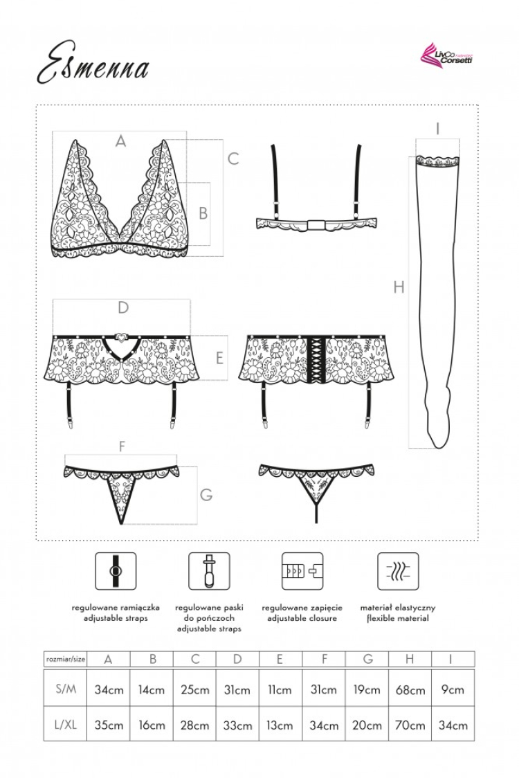 Esmenna - zmysłowy komplet czteroczęściowy