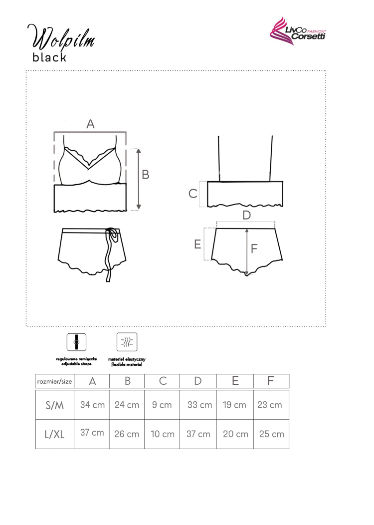 Wolpilm - czarny zmysłowy komplet bralet i szorty