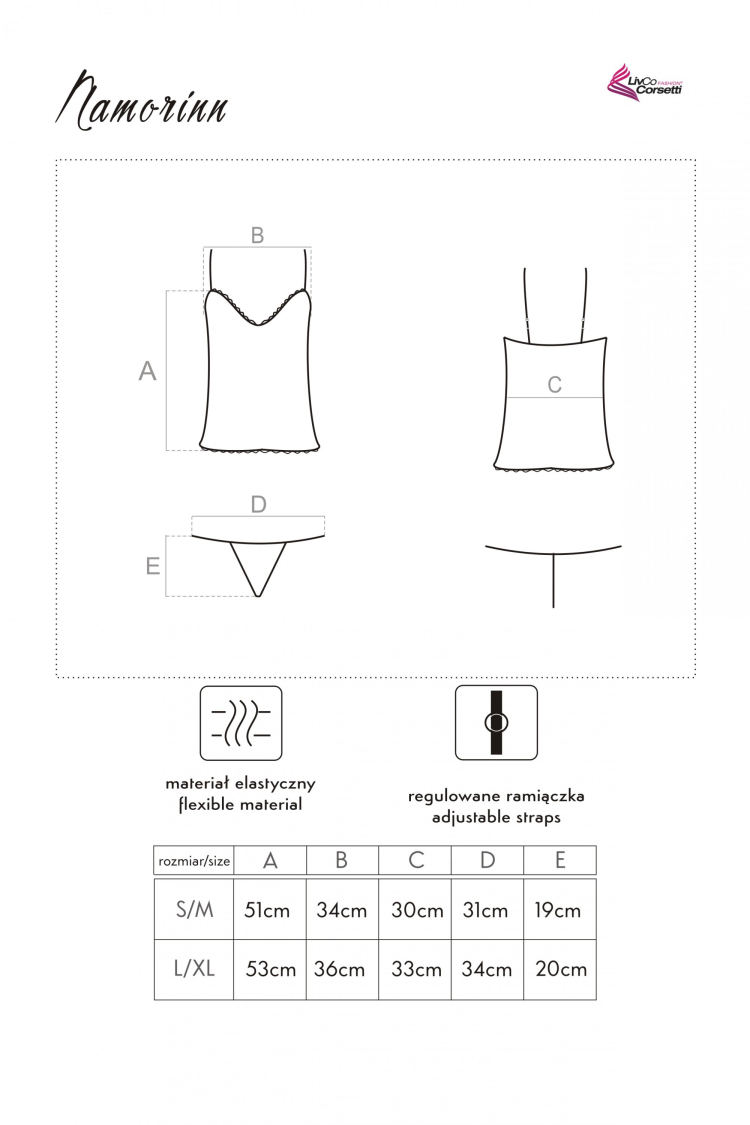 Namorinn - koronkowy komplet koszulka i stringi
