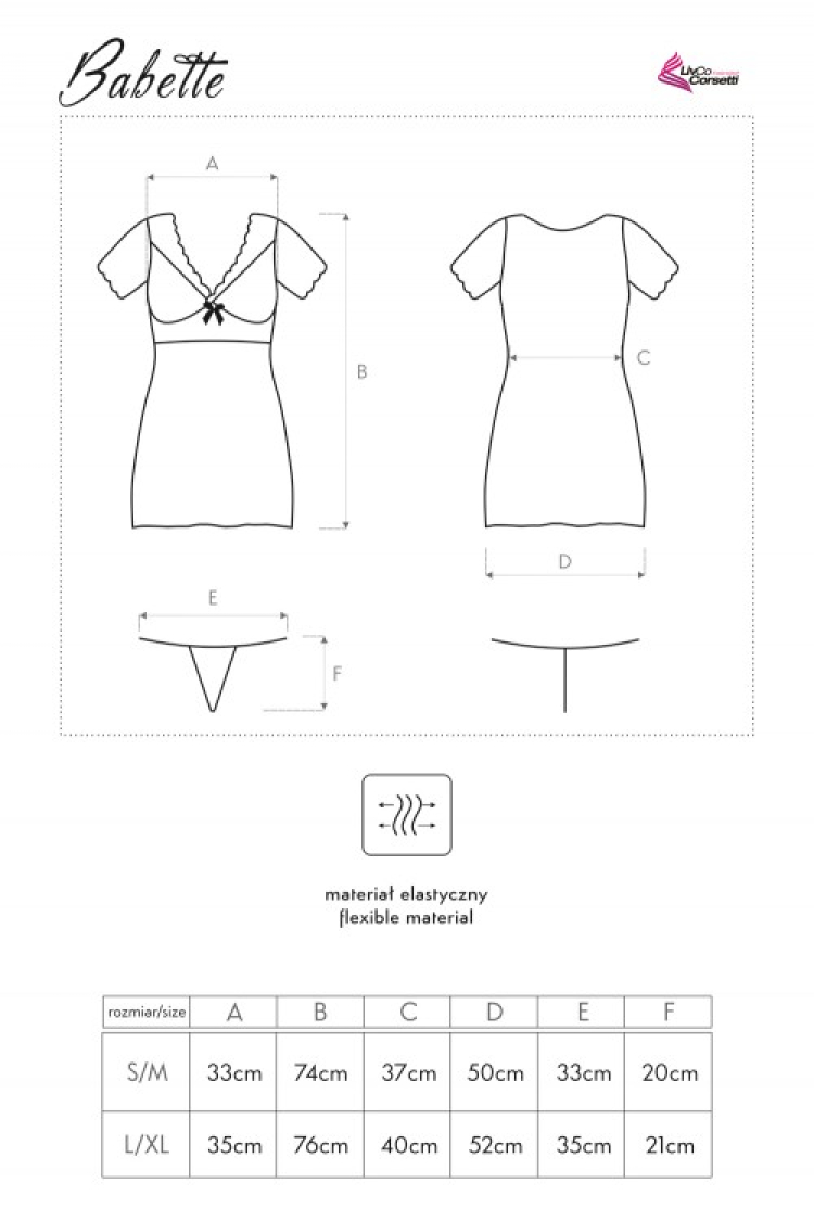 Babette - komplet bielizny nocnej koszulka i stringi