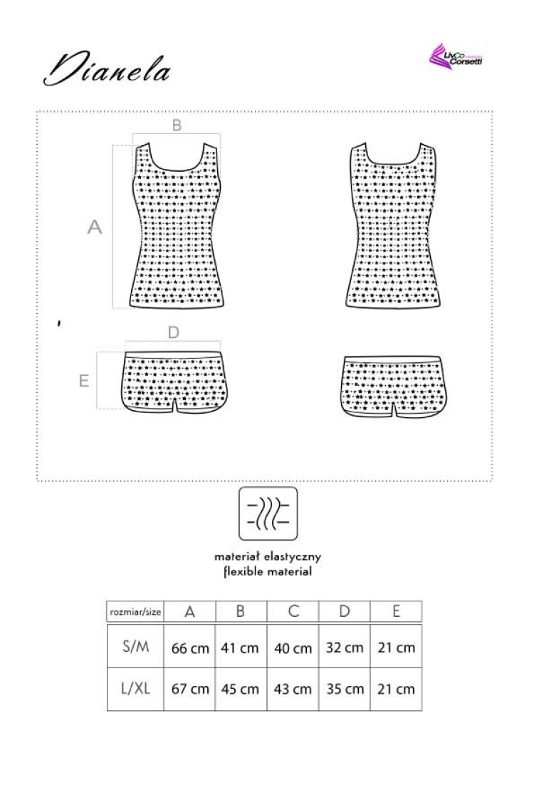 Dianela - piżamka w gwiazdki top i szorty