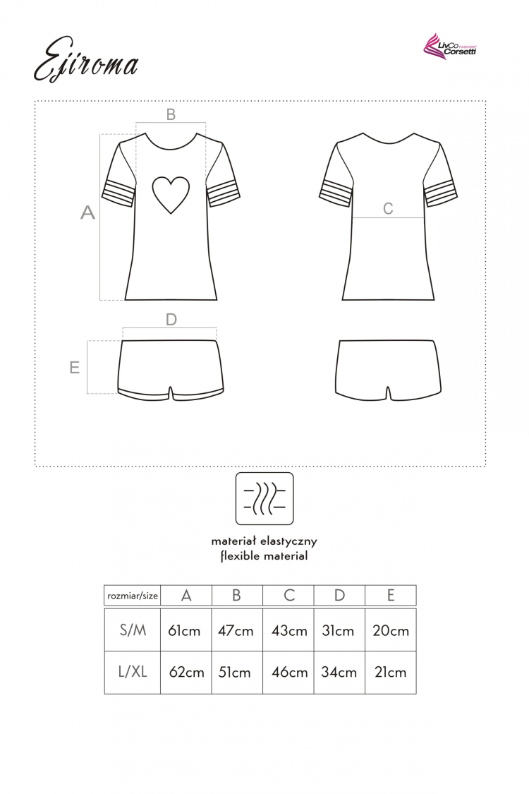 Ejiroma - różowa piżamka koszulka i szorty