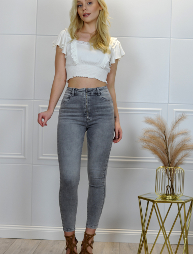 Callinera - elastyczne jeansowe spodnie rurki szare