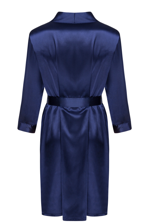 Edelina Navy Blue - satynowy szlafrok