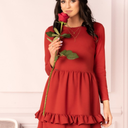 Madelana Brick Red - sukienka baza czerwona